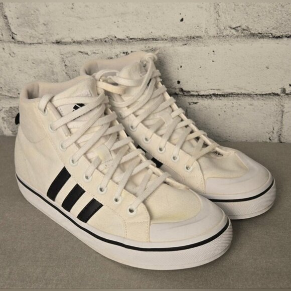 Adidas Women's Bravada 2.0 Mid White and Black High-Top Sneakers - Picture 2 of 11